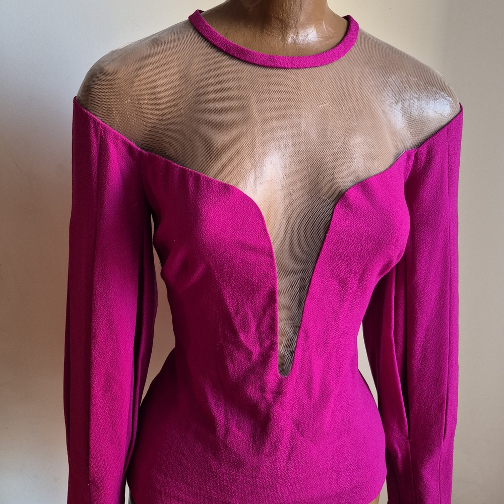 Elegant Fuchsia Sheer Panel Top